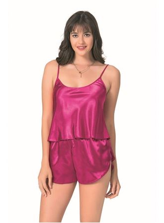 Arias Closet Vişne Saten Babydoll Şort Takımı
