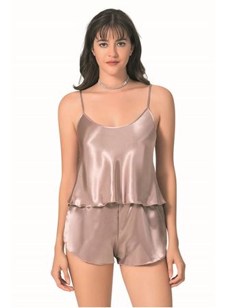 Arias Closet Vizon Saten Babydoll Şort Takımı