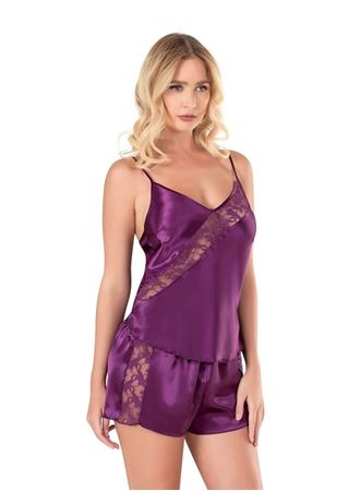 Arias Closet Mor Saten Babydoll Şort Takımı