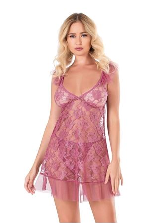 Arias Closet Gül Kurusu Kısa Tül Gecelik