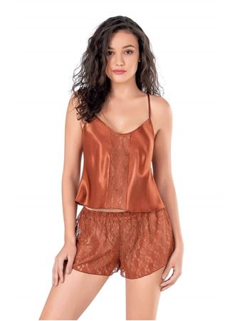 Arias Closet Tarçın Saten Babydoll Şort Takımı