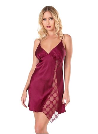 Arias Closet Bordo Kısa Saten Gecelik