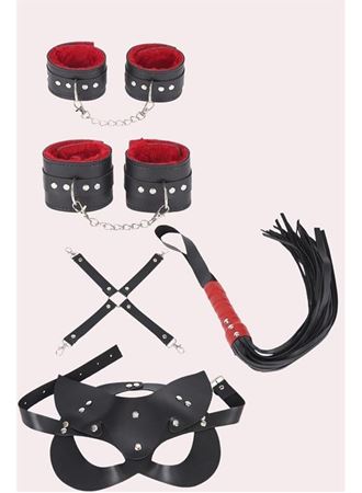 Arias Closet 4'lü Kol Bacak Kırbaç Maske Deri Aksesuar Set