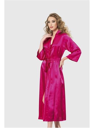 Vişne Uzun Saten Sabahlık