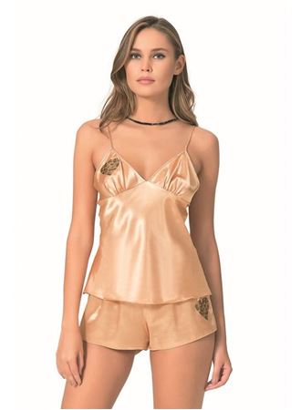 Gold Saten Babydoll Şort Takımı