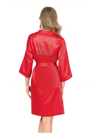 Kırmızı Kısa Saten Bride Sabahlık