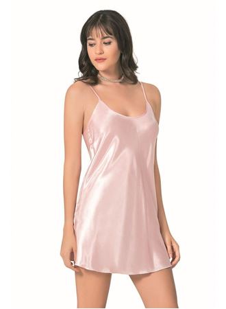 Somon Kısa Saten Gecelik