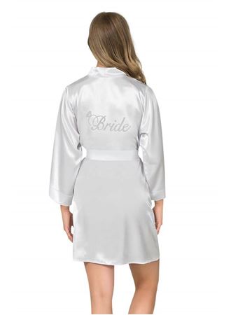 Ekru Kısa Saten Bride Sabahlık