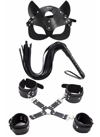 Maske Kırbaç Bileklik 5 Li Harness Deri Set