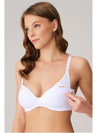 Balensiz Lohusa Önden Açılan Yumuşak Süngerli Beyaz Emzirme Sütyeni