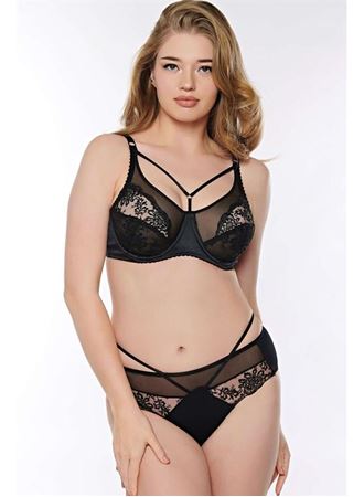 Balenli Desteksiz Dolgusuz Toparlayıcı Yaka Detaylı Dantelli Küçültücü Sütyen ve Slip Takım