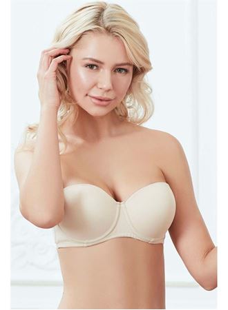 Balenli Destekli Dolgulu Askısız Straplez Günlük Klasik T-Shirt Sütyeni