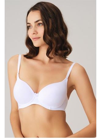 Beyaz Balenli Desteksiz Dolgusuz Askıları Çıkabilen Günlük Klasik T-Shirt Sütyeni