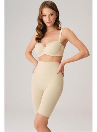 Toparlayıcı Bel ve Bacak İnceltici Dikişli Uzun Paçalı Orta Bel Sıkı Şort Korse