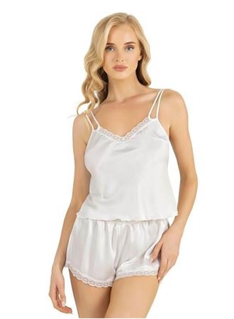 Ekru Saten Şort Takımı 9210