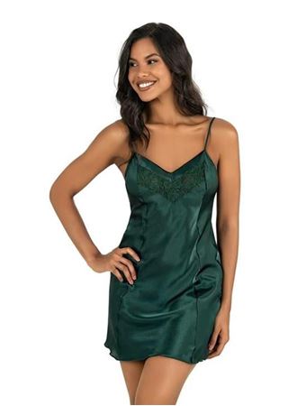 Yeşil Kısa Saten Gecelik 8231