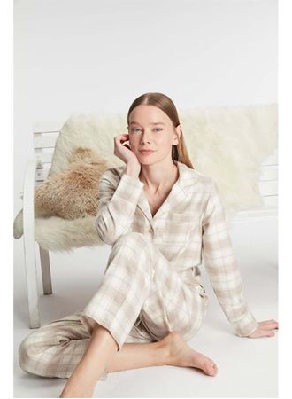 Pamuklu Uzun Kol Gömlek Pantolon Pijama Takımı