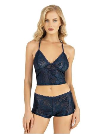 Lacivert Saten Şort Takımı 9222
