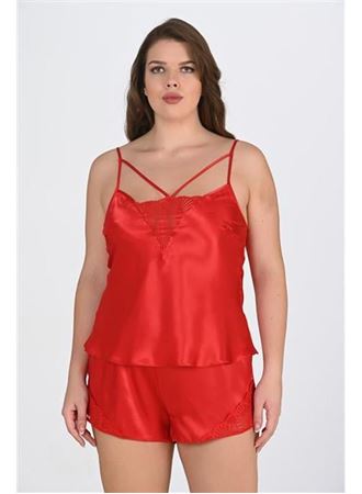 Büyük Beden Kırmızı Şort Takımı 1076