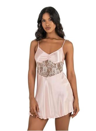 Somon Kısa Saten Gecelik 8239