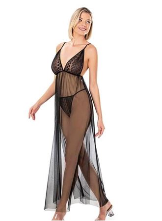 Siyah Kısa Tül Gecelik