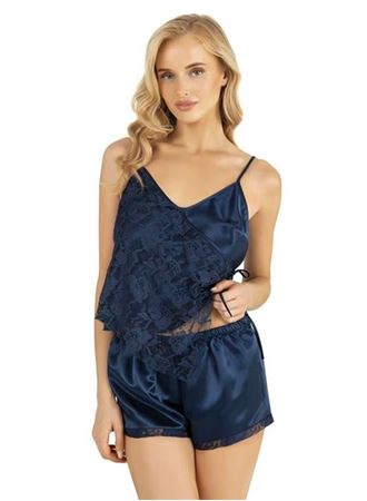 Lacivert Saten Şort Takımı 9204
