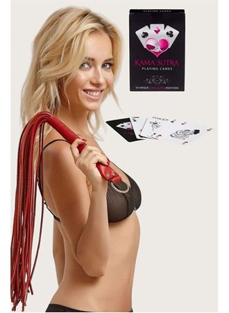 Sexy Görselli Oyun Kartı Kama Sutra Kırmızı Kırbaç Set