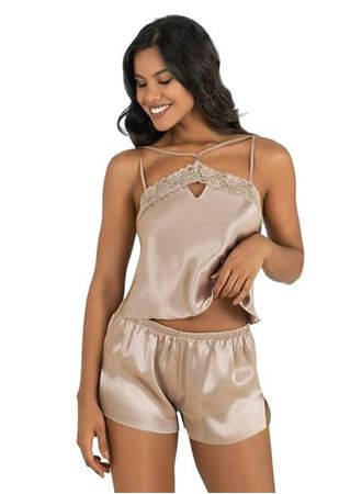 Taş Saten Şort Takımı