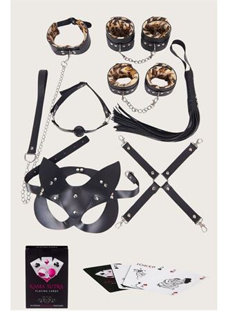 Sexy Görselli Oyun Kartı Kama Sutra 7'li Leopar Harness Set