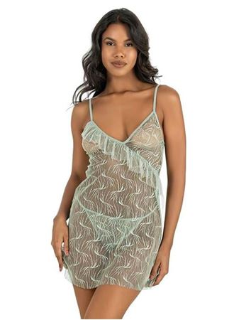 Su Yeşili Kısa Tül Gecelik 4221