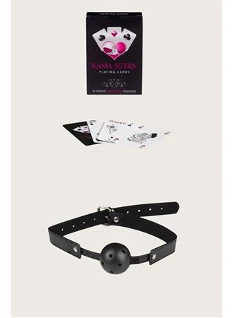 Sexy Görselli Oyun Kartı Kama Sutra Siyah Ağız Topu Set