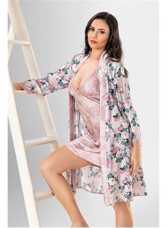 2 li Kısa Sabahlık Takımı Desenli