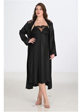 2li Siyah Sabahlık Takımı Bigsize 6221