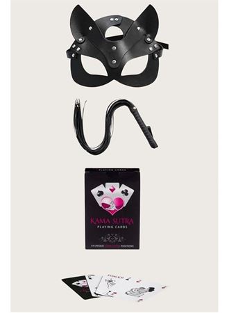 Sexy Görselli Oyun Kartı Kama Sutra Kırbaç Maske Set