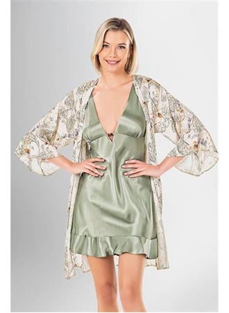 2 li Kısa Sabahlık Takımı Desenli