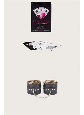 Sexy Görselli Oyun Kartı Kama Sutra Leopar Kelepçe Set