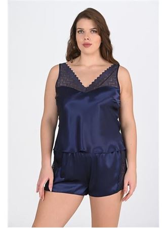 Büyük Beden Lacivert Şort Takımı