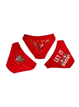 Kırmızı Yılbaşı Desenli 3'lü Pamuklu Külot Takımı