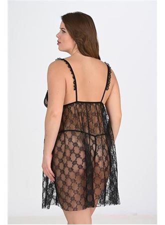 Büyük Beden Siyah Gecelik 3041