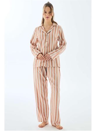 Viscose Çizgili Gömlek Pantolon Pijama Takımı