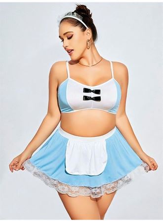 Mini Etekli Büyük Beden Fantezi Hizmetçi Kostümü