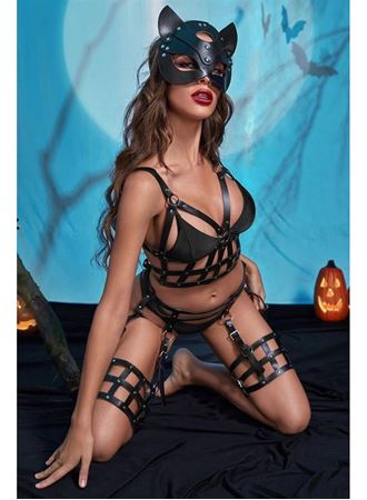 Fantezi Kedi Maskeli Harness Set