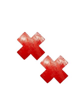 Kırmızı Yapışkan Bantlı Fantezi Göğüs Ucu Kapatıcı