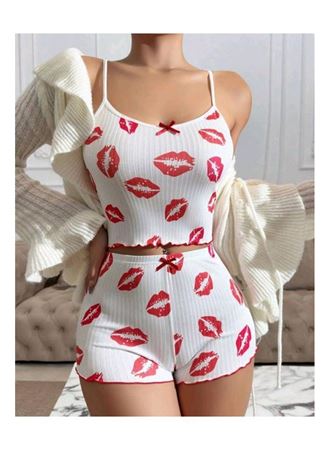 Kiss Öpücük Beyaz Şortlu Takım