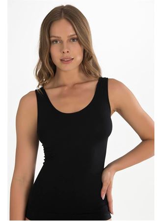 Geniş Askılı Siyah Ribana Atlet