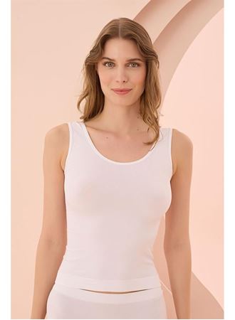 Geniş Askılı Beyaz Ribana Atlet