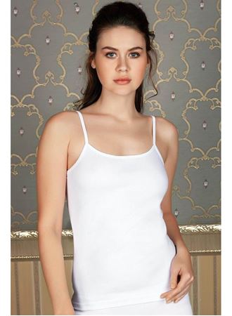 Likralı Pamuklu İp Askılı Beyaz Atlet