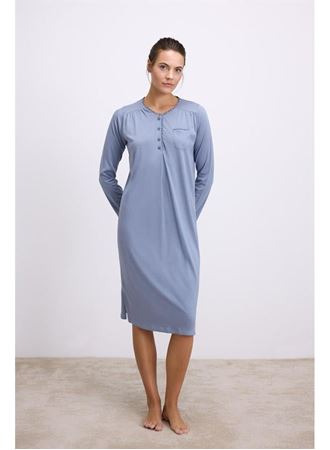 Modal Uzun Kollu Düğmeli Gecelik