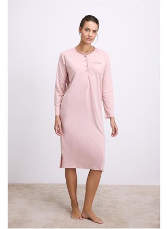 Modal Uzun Kollu Düğmeli Gecelik