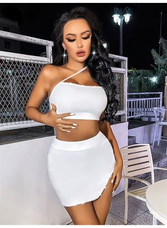 Özel Tasarım Beyaz Etekli Fantezi Mini Club Elbisesi